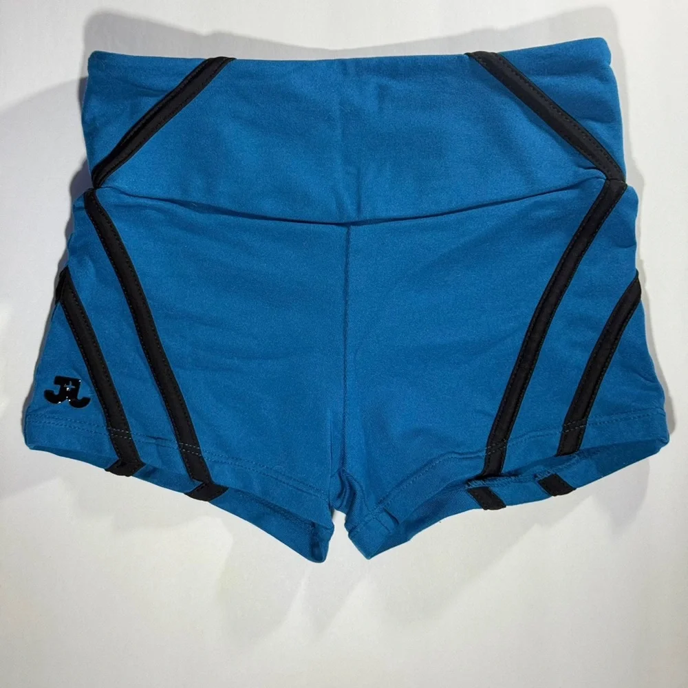 Jo+Jax Girls YS Blue Black Dance Shorts Gymnastics Competition